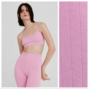 NWT. Zara Pink Seamless Buttoned Cropped Top. Size XS-S.